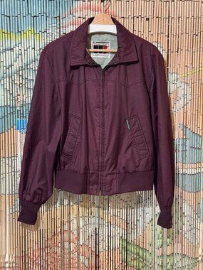 William Barry Zippered Bomber Style Jacket, Burgundy, Vintage Circa 1980